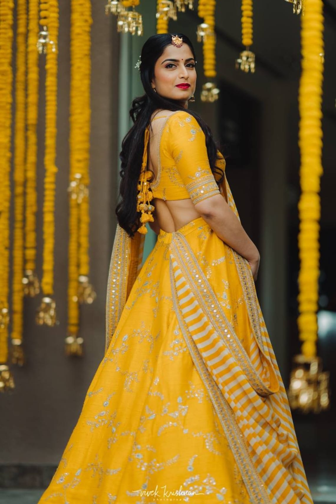 Indian Bridal Haldi Lehenga With Dual Tone Mulberry Silk Which Etsy