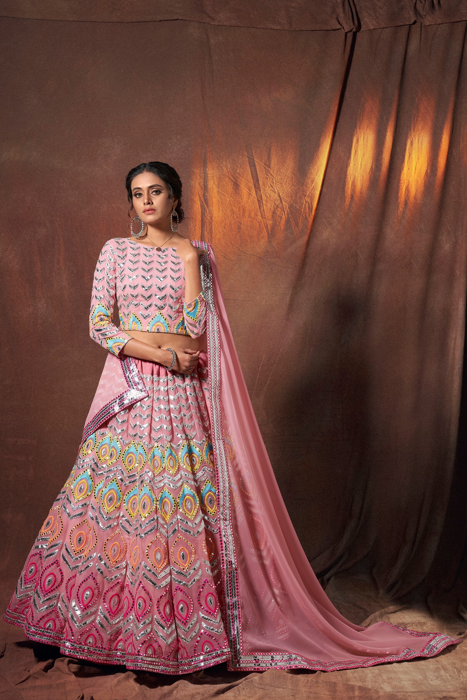 Indian Bridal Peach Lehenga With Resham Thread and Embroidery - Etsy