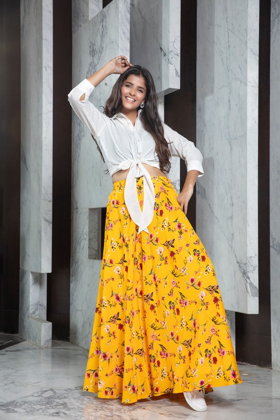 Indian Long Skirt With White Designer ...