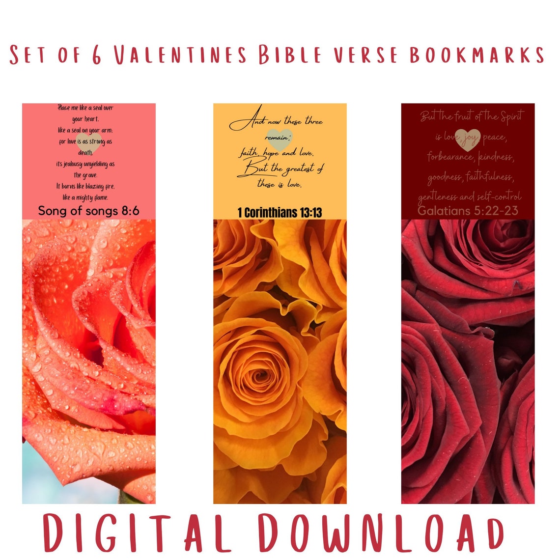 Set of 6 Bible Verse Valentines Digital Bookmarks - Etsy