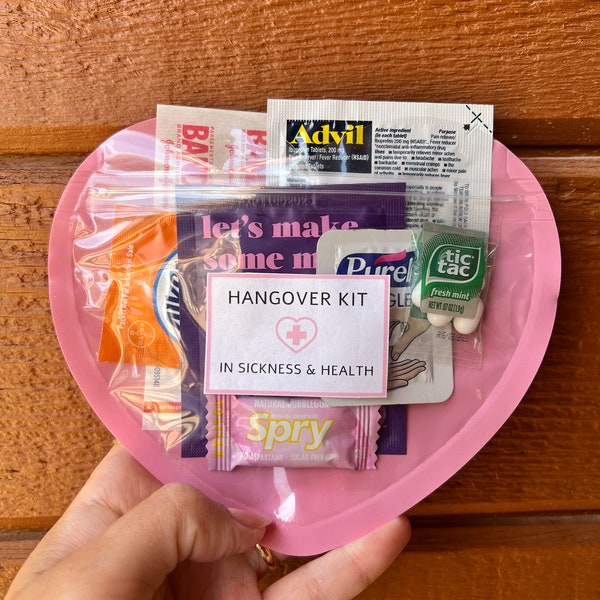 Hangover Survival Kit mit Personalisierungsoptionen, Self Care Kit für Hochzeiten, Veranstaltungen, Junggesellinnenausflüge, Gastgeschenke, vorausgefülltes Kit