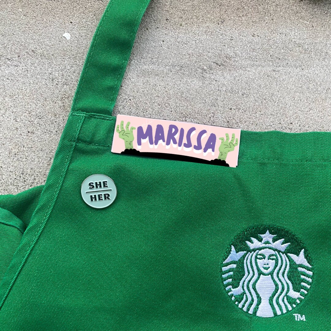 Starbucks Name Tag Zombie Hands Sticker Etsy