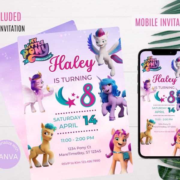 My Little Pony New Generation Birthday Invitation | Girl Birthday Party Invitations, Printable, Editable Instant Download, DIGITAL