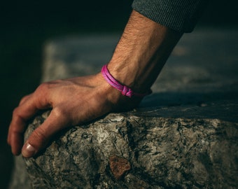 Seil Armband ⋑ Schiebeknoten verstellbar ⋒ pink ⋑ Outdoor Accessoire aus Kletterseil