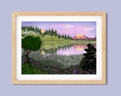 Aesthetic mountain wall art, Vibrant Scene landscape, lake sunset art, lake house decor, colourful art print digital download