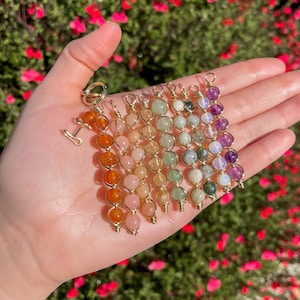 Crystal Keychain with Healing Stones, Gemstone Keychain - Carnelian, Rose Quartz, Amethyst, Aventurine