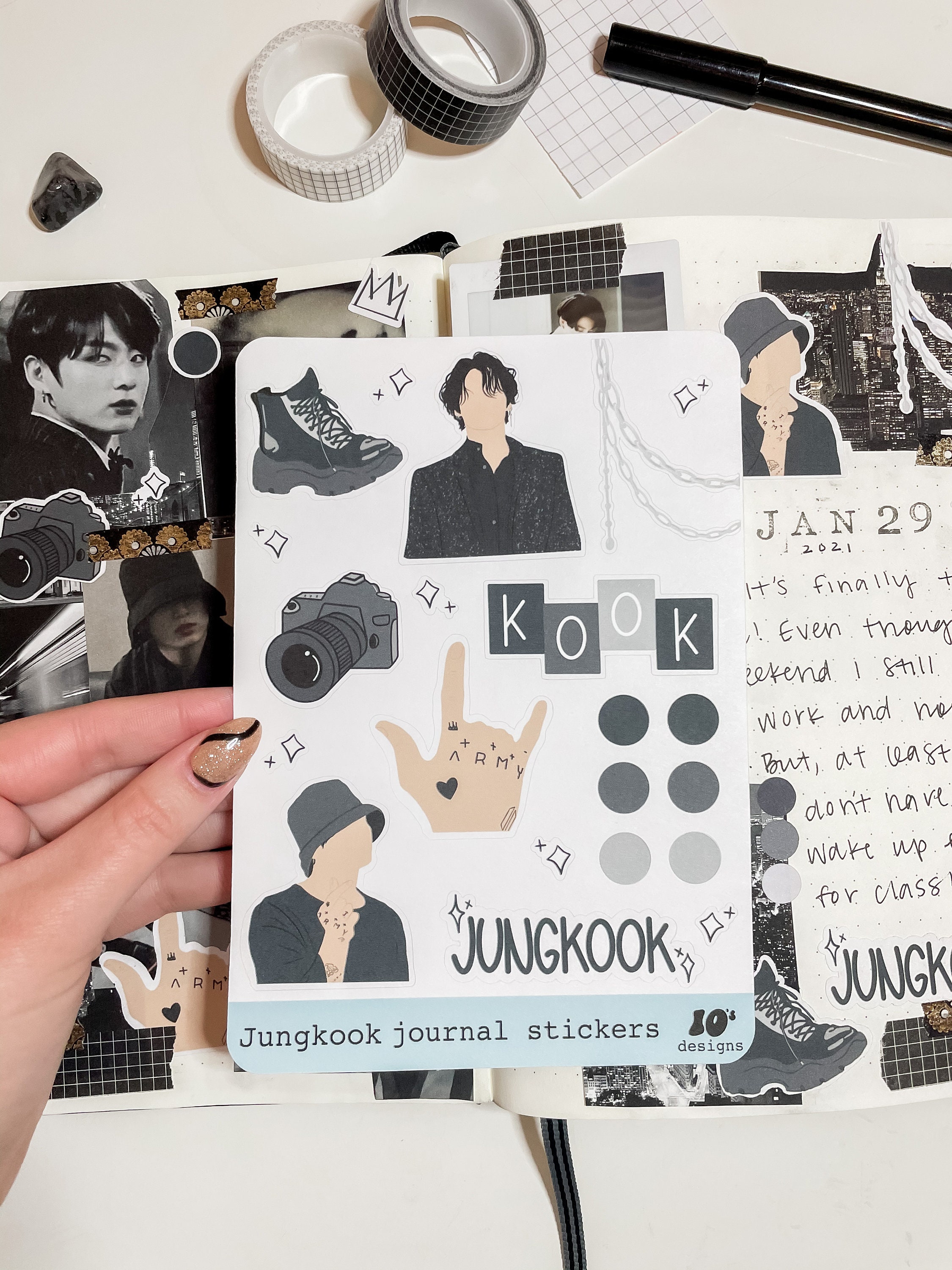 Kookcore Journal Stickers - BTS Jungkook sticker sheet