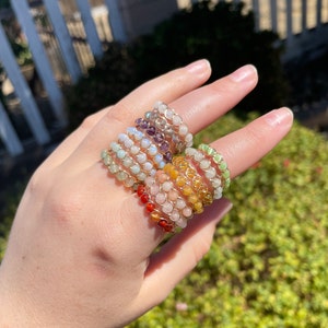 Braided Crystal Wire Ring, Gemstone Wire Ring, Crystal Wire Wrapped Ring with Healing Stones - Carnelian, Rose Quartz, Amethyst, Aventurine