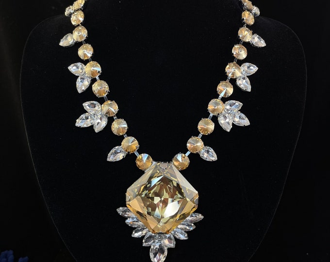 Champagne and Crystal Necklace
