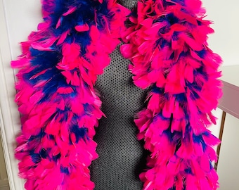 Turkey Ruff Feather Boa Pink and Blue