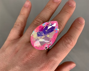 XL Pink Teardrop Ring