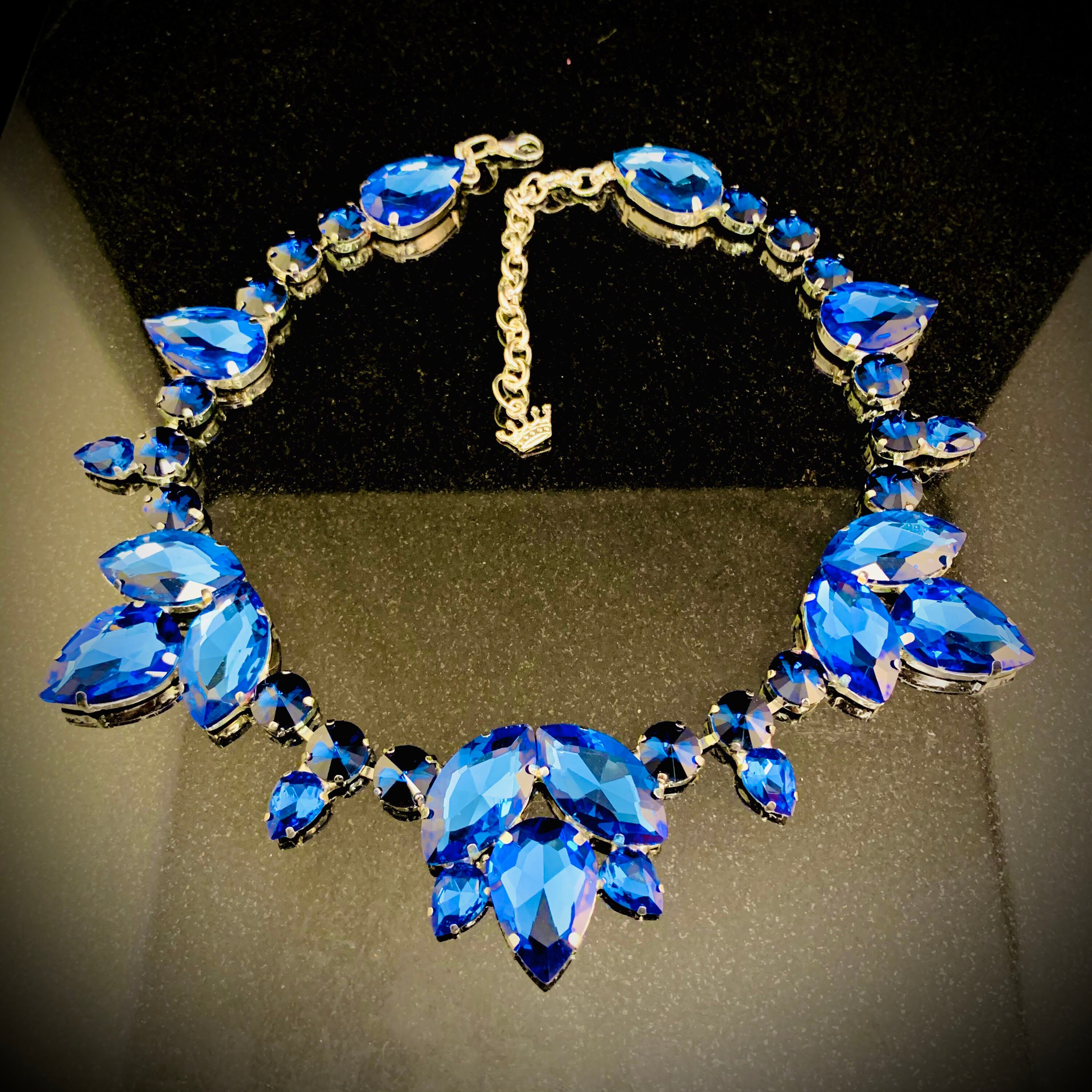 Sapphire Elegant Statement Necklace / Adjustable Length Chain - Etsy