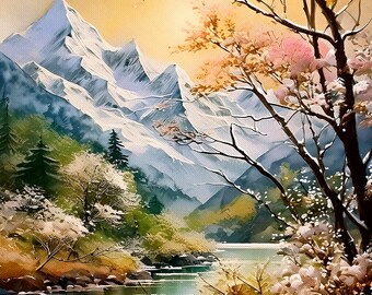 Serene Mountain Blossoms