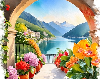 Floral Harmony by the Lake