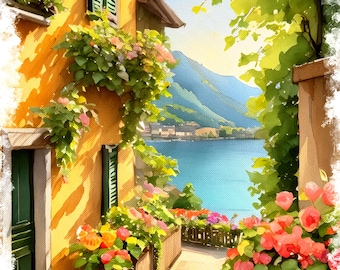 Tranquil Village by the Lake
