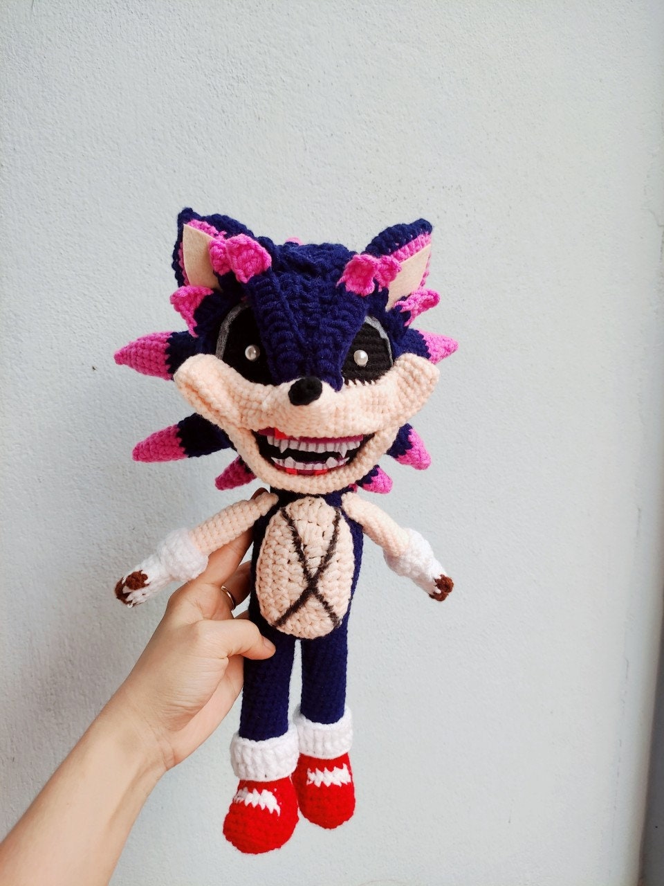 Custom Plush Just Like Dark Sonic the Sonic X the Dark Brotherhood Inspired  by funmade Handmade Fro Mthe Drawing to Order. 