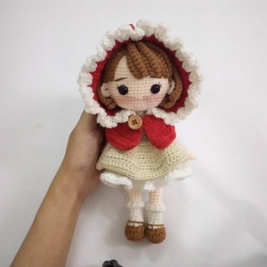 Amigurumi-Puppe, Rotkäppchen-Puppe, Häkelspielzeug, handgefertigt, Geschenk für Mädchen, Interieur, Geschenk, Film, Märchen, Weihnachtsgeschenke