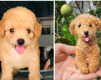 Perro de peluche de crochet personalizado, regalo conmemorativo personalizado para mascotas