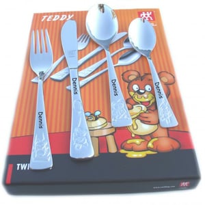 Kinderbesteck Teddy inkl. Gravur auf allen 4 Teilen