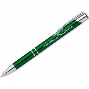 Bolígrafo verde con grabado