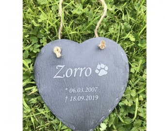 Mourning sign for dogs or cats with engraving paw
