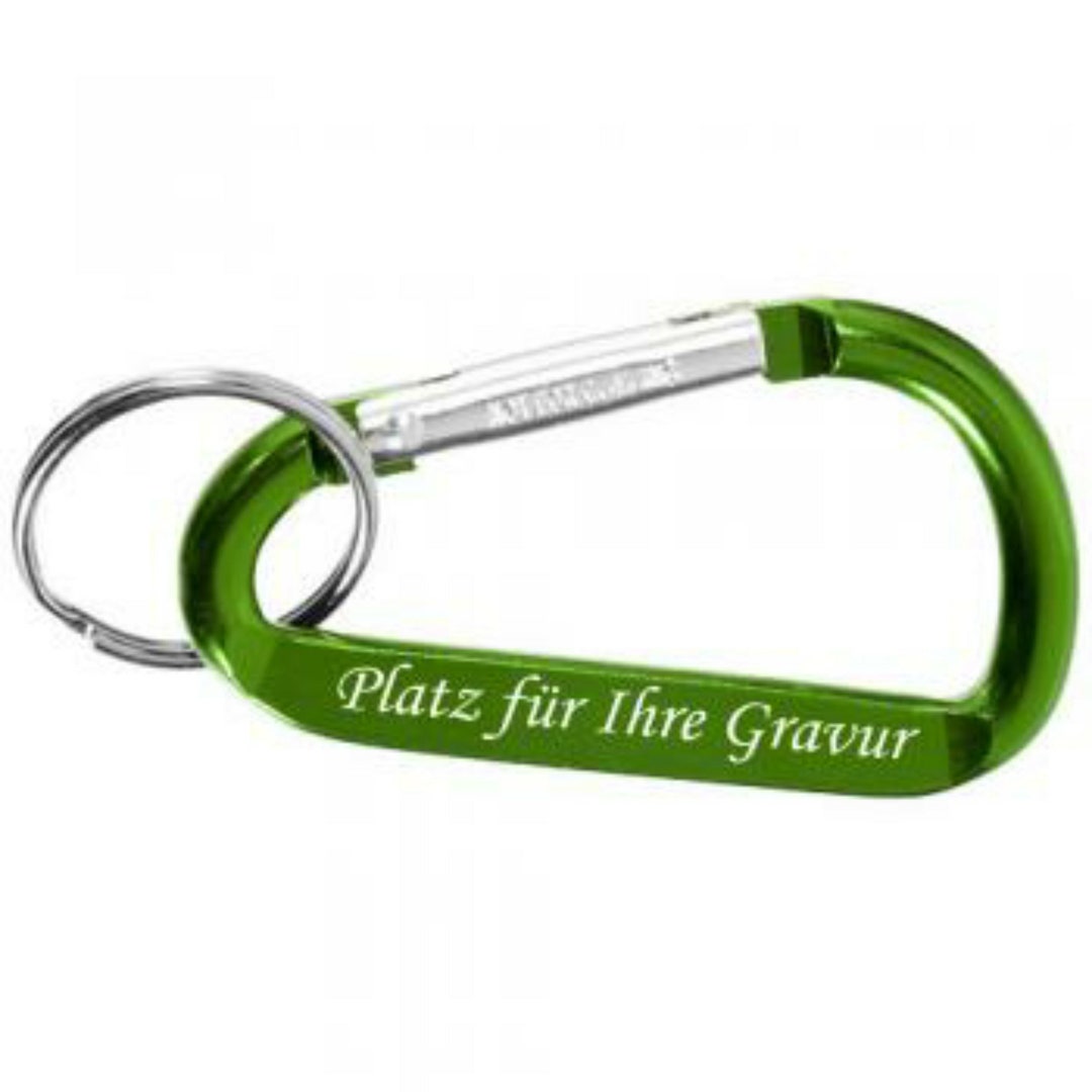 Schlüsselanhänger Karabiner Grün aus Aluminium mit GRAVUR - Etsy.de