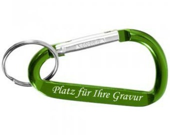 Llavero Carabiner Verde fabricado en aluminio con GRABADO