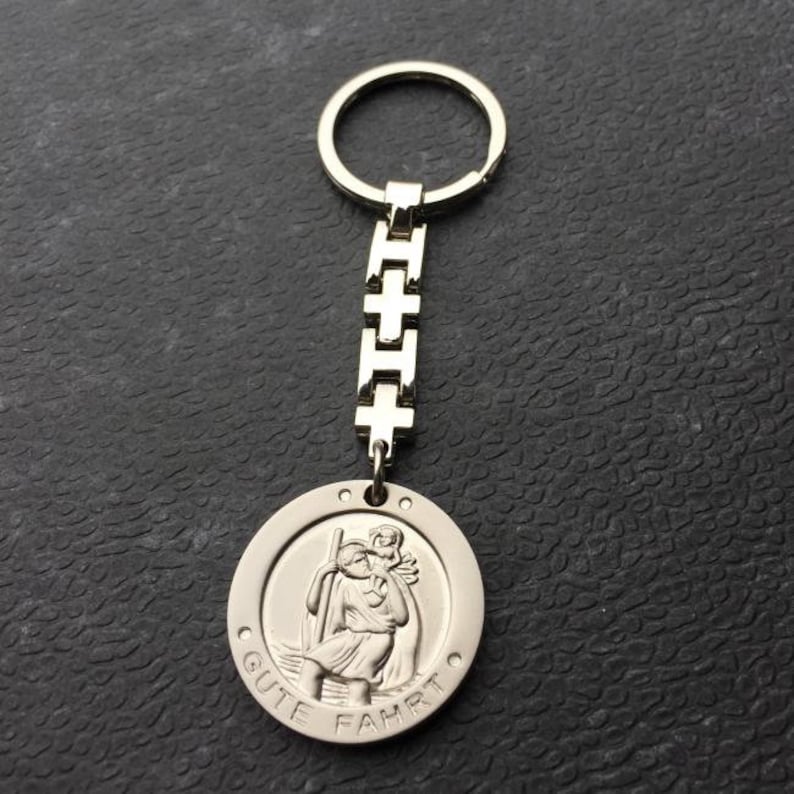 Saint Christopher Keychain with personal engraving image 1