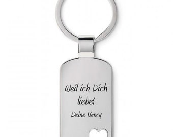 Personalize keychain heart with engraving