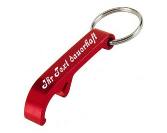 Keychain with engraving - bottle opener made of aluminium