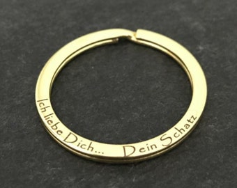 Key ring with engraving, gold