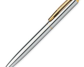 Metal ballpoint pen engraved in gold and silver