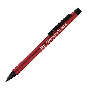 BALLPOINT PEN Aluminium grooved red with engraving, personalized ballpoint pen