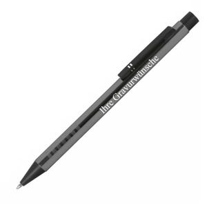 BALLPOINT PEN Aluminium grooved grey with engraving, personalized ballpoint pen
