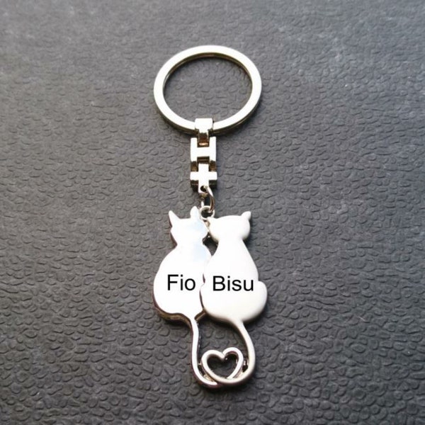 Cat keychain with your personal desired engraving