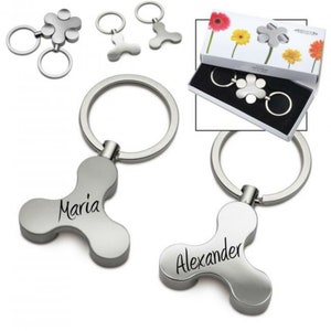 Keychain set for couples and friends with engraving as desired
