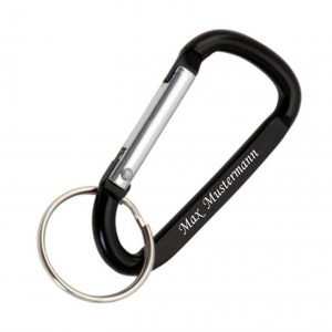 Keychain carabiner made of aluminum with engraving