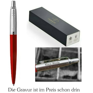 Parker Jotter balpen RVS/kunststof rood met gravering