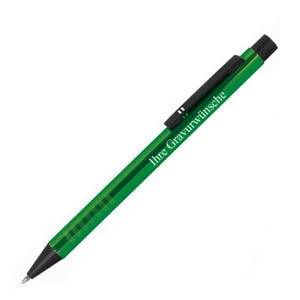 BALLPOINT PEN Aluminium grooved green with engraving, personalized ballpoint pen