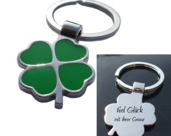 KEY RING Clover leaf incl. ENGRAVING as desired