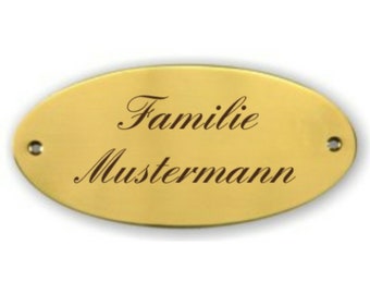 Front door signs brass 13.5 cm x 6.5 cm with engraving - brass signs