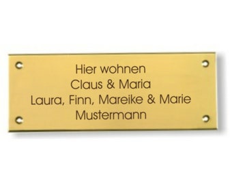 Front door sign solid brass 16 cm x 6 cm with your desired engraving