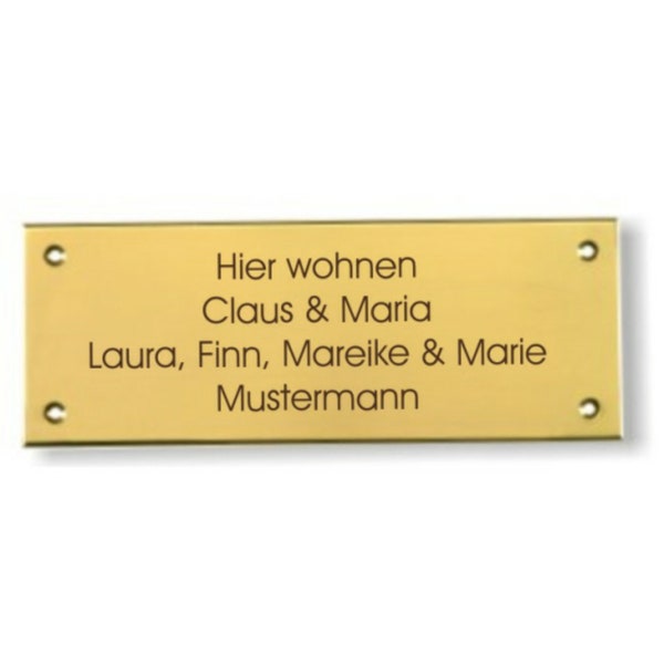 Front door sign solid brass 16 cm x 6 cm with your desired engraving