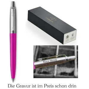 Parker Jotter balpen RVS/kunststof roze met gravering