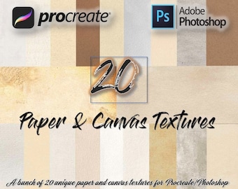 20 Paper & Canvas Textures for Procreate/Photoshop (Digital Download)