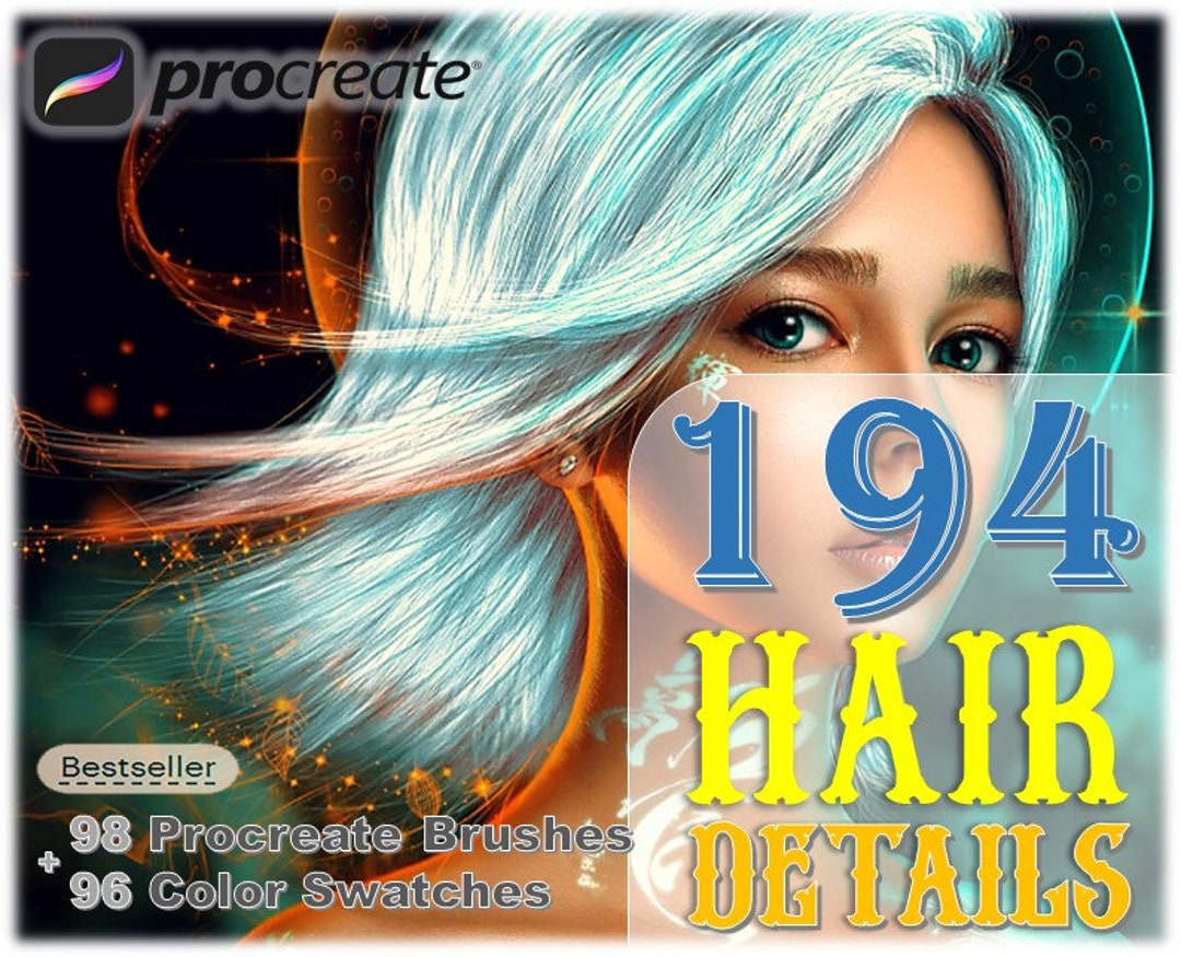 194 Hair Details Brushes for Procreate, Hair Brush Pack, Details Brush