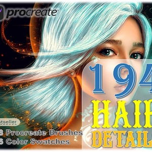 Procreate Hair Detail Brush Set: 98 Brushes + Color Swatches (Download)