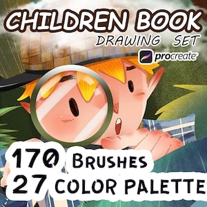 Procreate Brushes Children Book Drawing Set 170 , Paletas de colores Procreate, Paquete de libros de cuentos, Libro de creador digital, Figura de retrato de dibujos animados