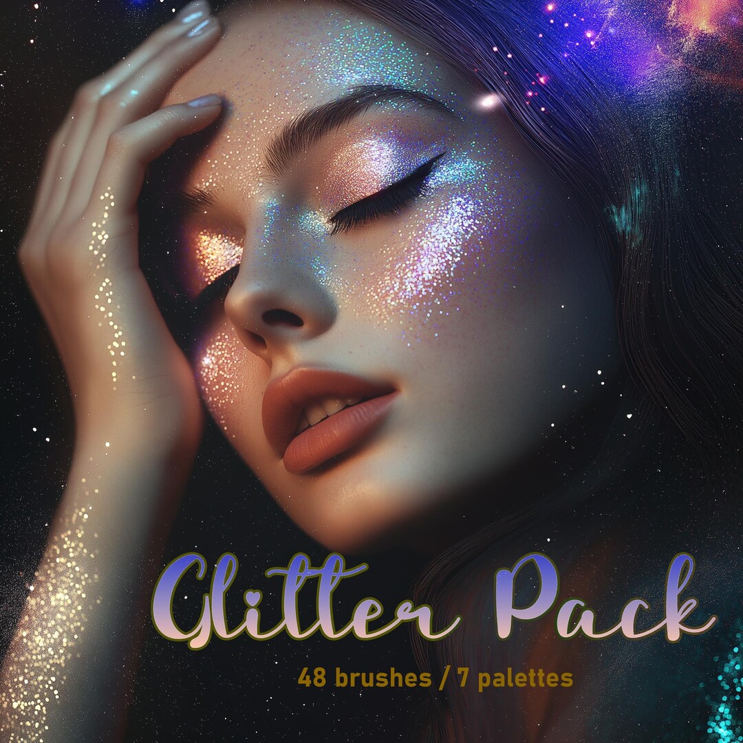 Glitter Brushes and Stamps for Procreate: Portrait Brush Bundle ...