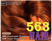 Procreate Hair Brush Set: 563 Detail Brushes & Color Swatches (Download)